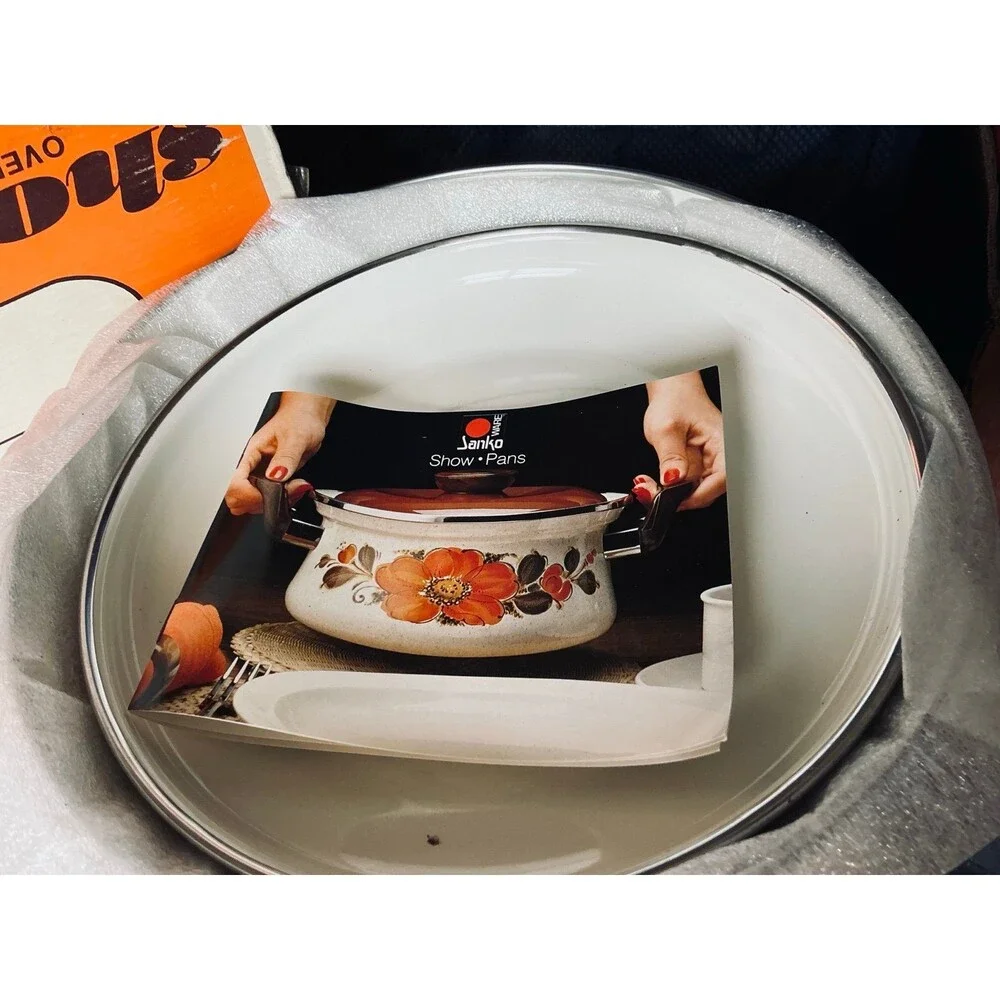 Vintage Show-Pans 3.5-Quart Porcelain Clad Steel Dutch Oven w/Lid+Original Box